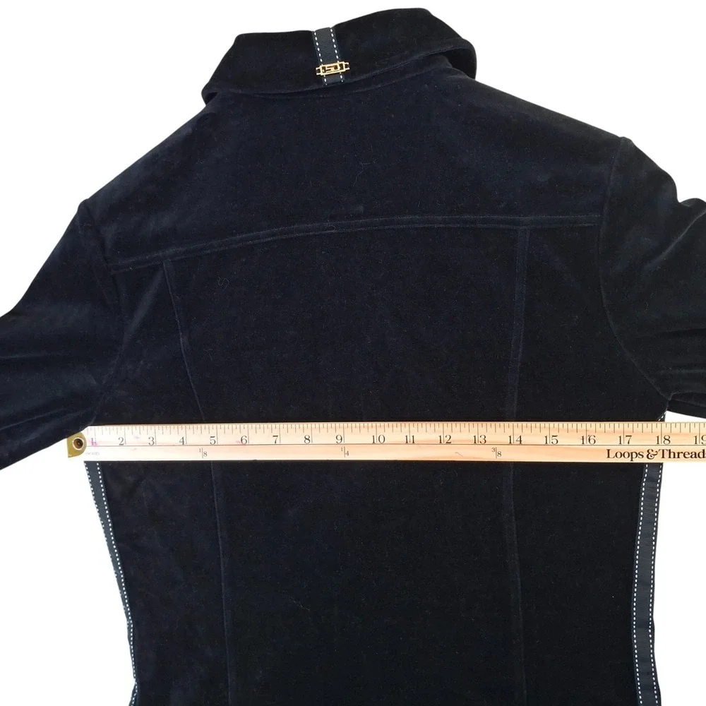 St John Sport Velour Jacket Women's Small Full Zip Suede Stretch‎ Fitted Pockets